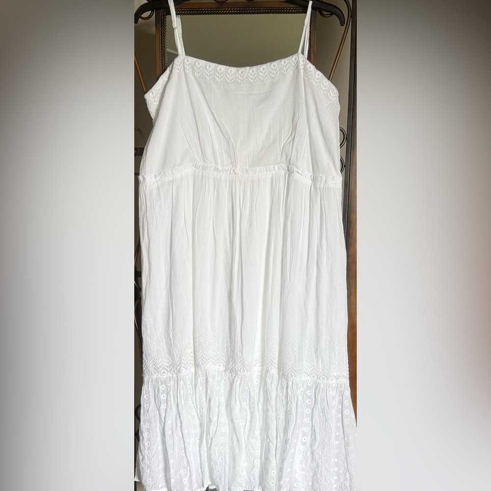 J. Crew White Eyelet Cotton Midi Sundress